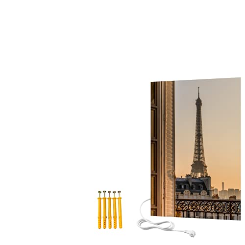 BR Bringer Bild Infrarotheizung rahmenlos 450 Watt - Bildheizung mit UV Druck - 60x80x1,8cm - Paris, Frankreich