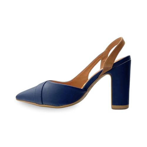 Scarpin Feminino Aberto Lateral Vizzano Elegante Confortável (Marinho, BR, Adulto, Numérico, 37)