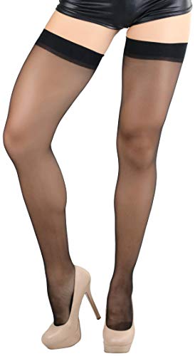 Image of ToBeInStyle Women's Seamless Thigh High Nylon Stocking With Opaque Band