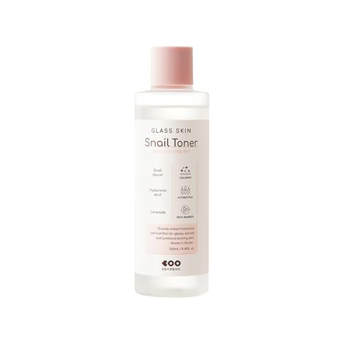 DEARBOO Glass Skin Snail Toner 8.45 fl oz Hydrating Facial Toner with Snail Mucin for a Radiant-Looking Complexion