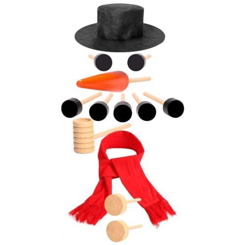 Snowman Decorating Kit for Winter Christmas Decorations Came with Outdoor Snowman Decoration a top hat Eyes and Mouth Carrot Nose Button Pipe and Scarf(13pcs) (Bla