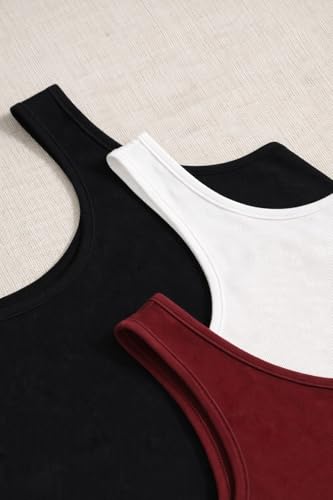 Image of Women's 1x1 Rib Cotton Stretch Tank Top Sleeveless Basic Vest Pack of 3