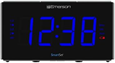 Emerson Smartset Sound Therapy Alarm Clock Radio with White Noise/Nature Sounds 1.8" LED Display Black/Blue, ER100105