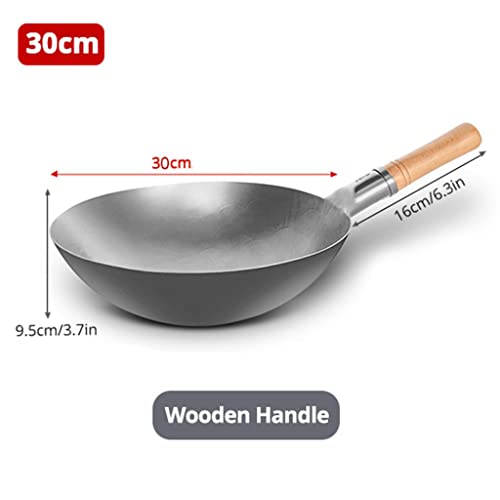 Wok con mango de madera para cocina tradicional 30 cm miniatura 6