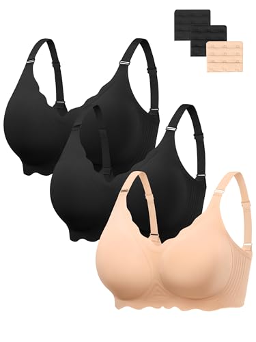 Image of Angelhood Seamless Jelly Bras for Women Wireless Push Up T-Shirt Bra Pack | Full Coverage, V Neck, No Underwire, Everyday Comfort, Convertible Bralettes, Supportive, Back Smoothing, Scalloped Brassiere