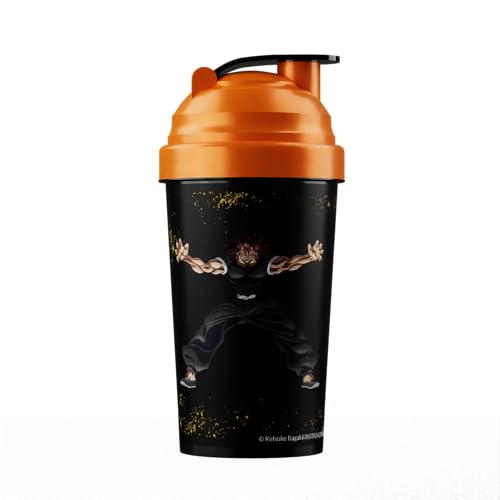 Player Ammo X BAKI (YUJIRO) | Officially Licensed Limited Edition 600ml Full-Colour Shaker | Made in the UK | BPA-Free Mixer Bottle with Mesh System for Smooth Mixing (Orange)