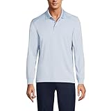 Lands' End Men's Long Sleeve Rapid Dry Polo Shirt Large Blue