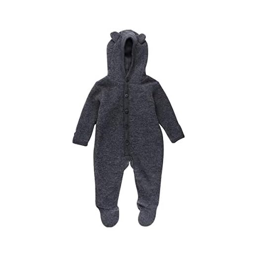 Fixoni Unisex baby overall med fötter ullrock, 01-92 Mörkgrå melerad, 56 cm