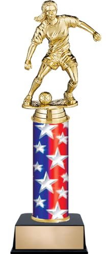 Crown Awards Personalized 11.25" Soccer Dribbler Female Pennant Star Trophy, Customize Now