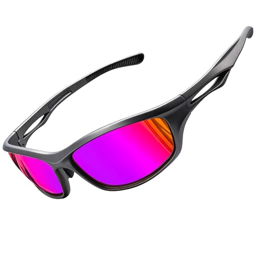 Image of Joopin Polarised Sports Wrap Around Sunglasses UV400 Protection Purple