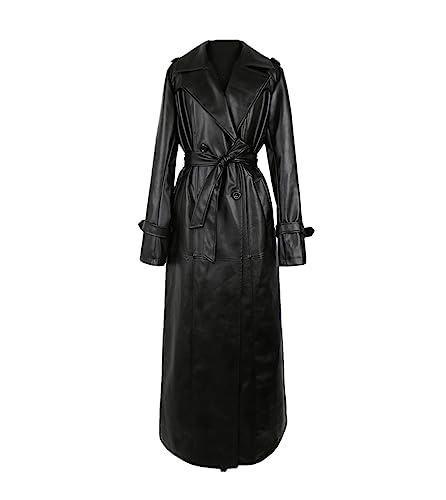 Pardessus de luxe en cuir PU imperméable FULBHPRINT long jusqu'au sol