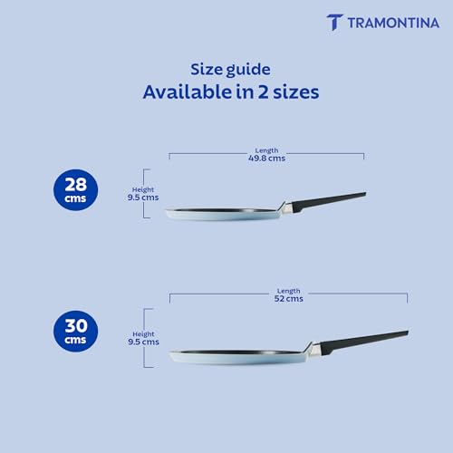 Image of TRAMONTINA Aura Dosa Tawa 30cm | Reinforced Ceramic Non-Stick Cookware | Quick & Even Heating | Low-Oil Cooking | Bakelite Handle | Induction & Gas Compatible | Blueberry