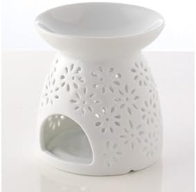 White Ceramic Oil Burner Floral Cut Out Design