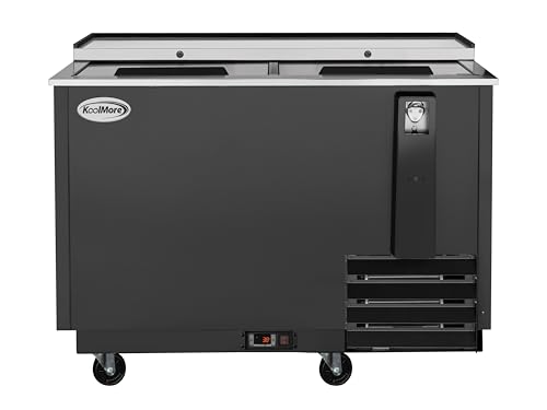 KoolMore KM-BOC50-BK 50 in. Commercial Bottle Cooler in Black with Built-in Opener, ETL Listed, 14 cu. ft