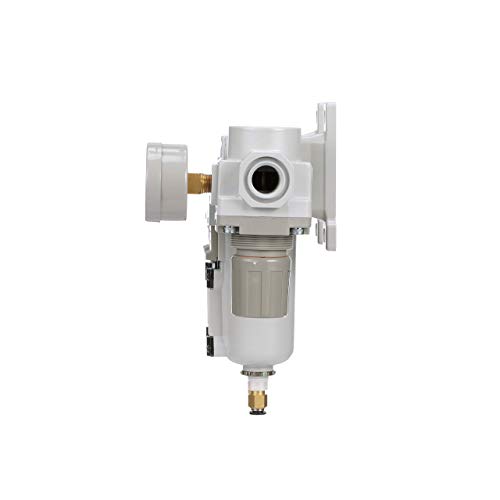 Pneumaticplus Sau430-N04Dg-Mep Three Stage Air Drying System Particulate Air Filter, Coalescing Filter, Air Pressure Regulator Combo 1/2" Npt - Metal Bowl, Auto Drain, Bracket, Gauge #TOP3