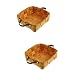 Artibetter Panier de Rangement Tissé 2 Pcs avec Poignée en Cuir Bacs de Stockage de Bois Bacs de Pâques Basket Conteneur pour Jouets de Légumes à Fruits