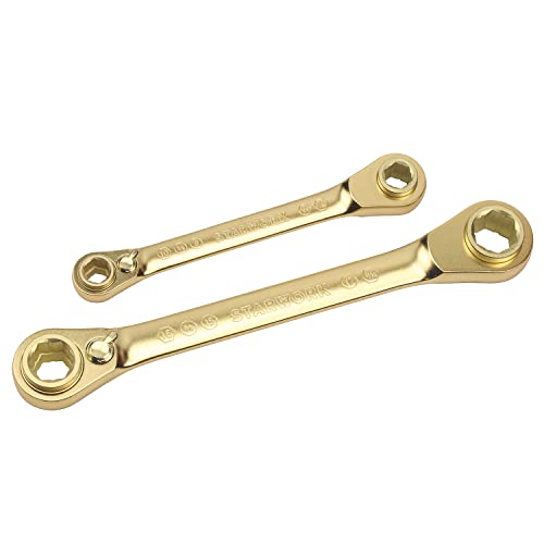 STARWORK TRUE MECHANIC™ 2-Piece 10-IN-1 72T Double Box End GPlating™ Reversible Ratcheting Wrench Set, SAE/Metric