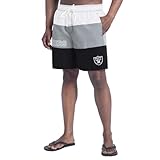 G-III Sports Men's Black/Silver Las Vegas Raiders Sunrise Volley Swim Shorts