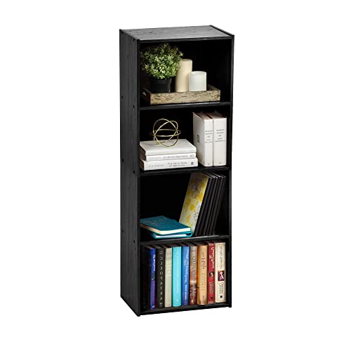 Iris Ohyama, Armario con 4 estantes / Contenedor de madera con estantes / Librería / Mueble lateral, Diseño,Modular, Oficina, Casa - Basic Storage Shelf - CX-4 - Roble negro
