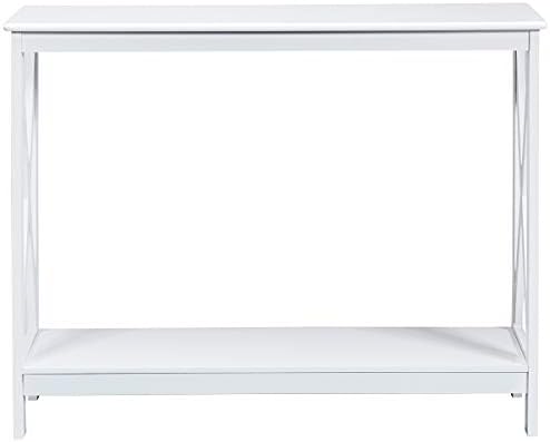 CASART 2/3-Tier Console Table, X-Design Wooden Side End Table with Shelves, Narrow Sofa Table Hall Desk for Living Room Bedroom Entryway (White, 2-Tier)