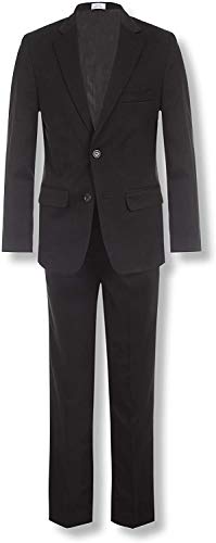 Calvin Klein Boys' 2-piece Formal Suit Set, Includes Single Breasted Jacket & Straight Leg Dress Pants With Belt Loops & Functional Pockets, Black, 12 Husky — view 3