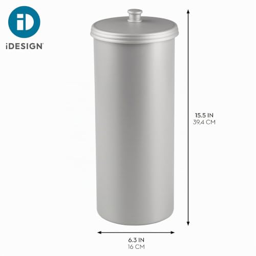 Miniatura 4 de Idesign Kent Portarrollos Con Tapa, Compacto Porta Rollos De Papel Higiénico De Pie Para El Baño Fabricado En Plástico, Plateado