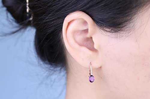 Gin & Grace 10K Rose Gold Purplish Pink Natural Garnet Diamond(I1) Drop Dangle Earing Daily Work Wear Jewerly For Women Gifts For Her #TOP3