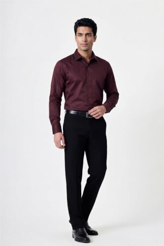Image of BEYOURS Men's Full Sleeve Shirt Regular Fit Spread Collar 100% Cotton Satin Office & Formal.