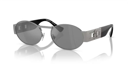 Versace VE2264 Oval Sunglasses Bundle for Men for Women, Matte Gunmetal