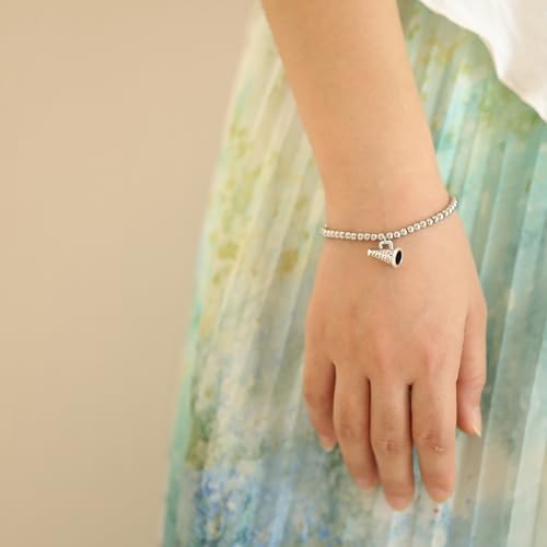 RZKING Silver Bracelets for Women, Evil Eye Cross Virgin Mary Highland Cow Charm Beaded Bracelets for Women, Birthday Christmas Thank You Inspirational Gifts for Friend Sister Daughter Mom4