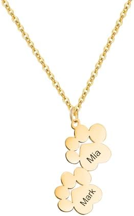 Collana Personalizzata Con Zampa Di Cane - Ciondolo Inciso Con Nome In Oro, Argento O Rosa - Gioiello Commemorativo Per Amanti Animali - 4