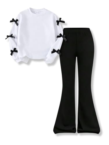Image of Girls Outfits 2 Piece Long Sleeve Butterfly Sweatshirt and Pants Fall Clothing Set Size 7-14 Years