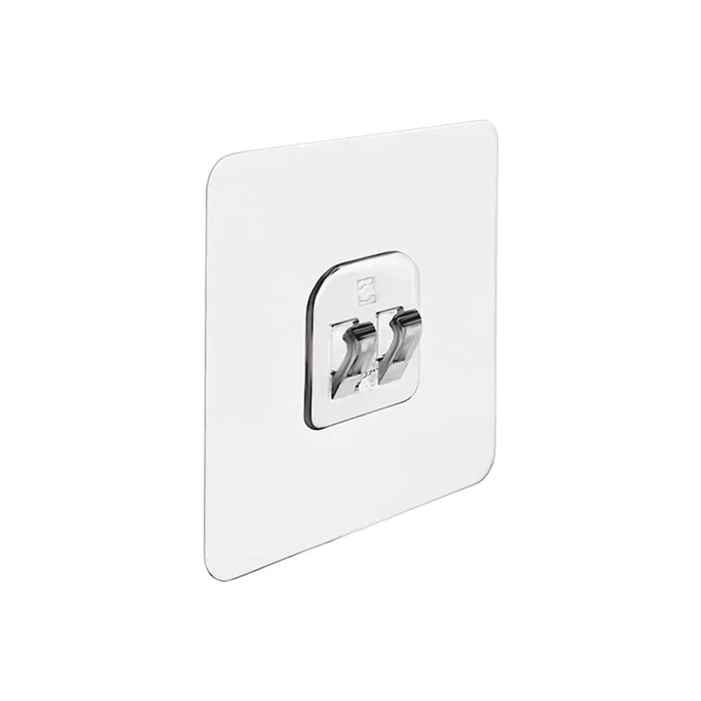 Gentryroo Single Hook Square Adhesive Mop Holder Punch Free Dual Clip Cleaning Tool Wall Bracket