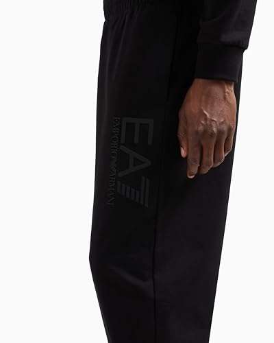 Emporio Armani EA7 Pantaloni Jogger Visibility Da Uomo In Cotone Garzato (It, Testo, S, Regular, Regular, Nero) - 4