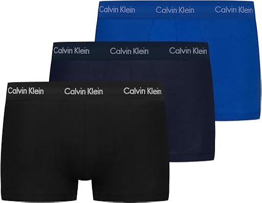 Calvin Klein Calzoncillos bóxer Hombre Pack de 3 Low Rise Trunks Ropa Interior, Multicolor (Black/Blueshadow/Cobaltwater DTM WB), L | Ya disponible en tu tienda friki favorita! En mundofriki.es!