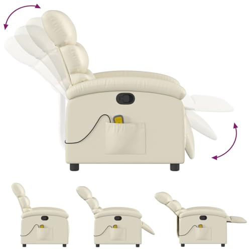 Gecheer Massagesessel mit Relaxfunktion, Kunstleder, Creme, Sessel Wohnzimmer Fernsehsessel Liegesessel für Entspannung Homeoffice Leseecke3205848 – Bild 8
