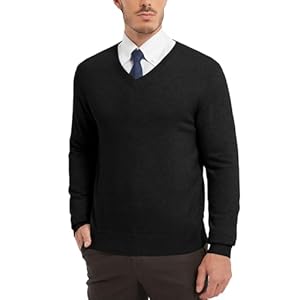 Kallspin Men’s Wool Blend Jumper Sweater V Neck Long Sleeve Knit Pullover Smart Casual Knitwear
