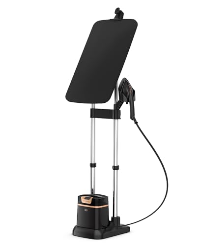 Rowenta IXEO Steamer for Clothes with Ironing Board 65 Inches 45 Second Heatup, 1 Liter Capacity 1500 Watts Ironing, Portable, Fabric Steamer, Garment Steamer, Adjustable QR1410,Black