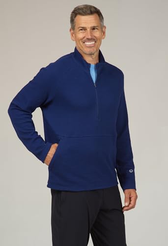 IBKUL Men’s Athleisure Wear Stain Resistant-Solid Popcorn Stitch Zip Mock Pullover-950002