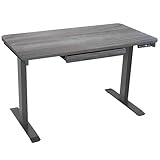 MotionWise M2 Series 48' x 24' Electric Height Adjustable Sit-Stand Desk for Home Office w/Dual Motors, Memory Presets, and Drawer (Rustic Grey)