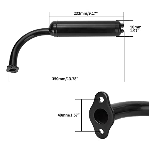 Black Exhaust Muffler Pipe and gasket nut kit for 2 stroke 49cc 60cc 66cc 80cc Engines Gas Motorized Bicycle Motor Bikes - Thumbnail 2