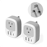 Canada to UK Ireland Travel Adapter 2 Pack, TESSAN Plug Adaptor with 1 Outlet and 3 USB Ports(1 USB C), Type G Power Plug for London, Scotland, Kenya, Singapore, Hong Kong, Tanzania, Saudi Arabia