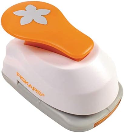 Fiskars Dziurkacz z motywem, Kwitnący kwiat, Ø 2,5 cm, Dla leworęcznych i praworęcznych, Plastik/cynk, Biało-pomarańczowy, Lever Punch, M, 1055443