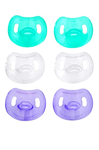 Bee Bee 6 Pacifiers 0-6 Months Soft Silicone Orthodontic Shaped Newborn Smoothie To Promote Natural Sucking For Baby | Bpa-Free And Safe For 0 To 6 Months Infants - Pack Of 6, (Clear, Lilac, Green) #TOP1