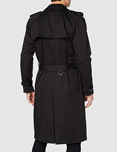 The Platinum Tailor Mens Black Traditional Double Breasted Long Trench Coat Cotton Military Rain Mac 48 #TOP2