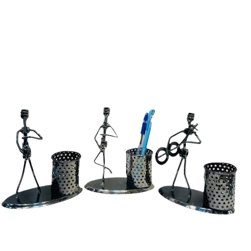 Image of AUGEN Metal Pen Stand Decorative Design Stationery Holder | Gift Item | Table Top Decor (7469C3-C)(14CM)