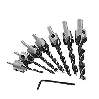 SHB brad point woodworking hss drill bit set with countersink Attachment special wooden chamfer tool for drilling screw with head counter on wood set of 4pcs 3mm to 6mm (B00TTG6XB6) Amazon Price History, Amazon Price Tracker