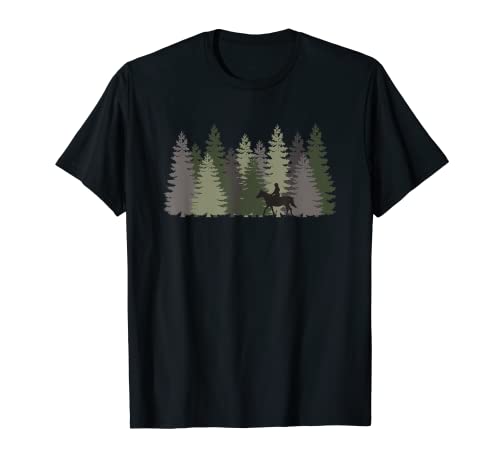 Forest Nature Trees Woods Cool Horse Riding Girl Camiseta