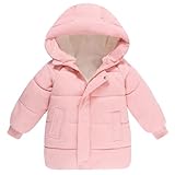 Evensu Toddler Winter Coat 2T 3T Girls Pink Puffer Jacket Outerwear Size 2 3 Kids Baby Warm Fleece Clothes Zip Up Hooded