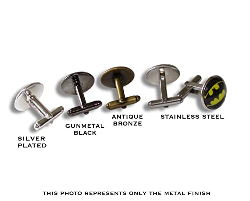 Mancuernillas redondas de metal con diseño Zen Om miniatura 3